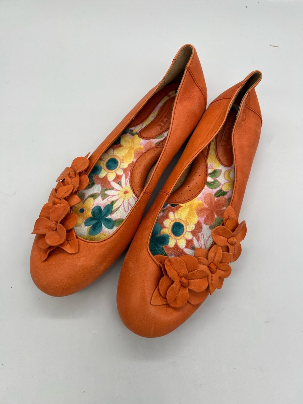 Born Women’s Orange Floral Ballet Flats - Picture 2 of 8